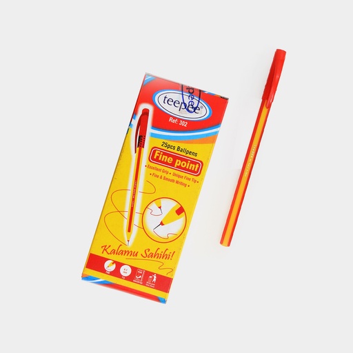 [302 Red] Ball Point Pen Fine Red Teepee