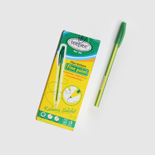 [302 Green] Ball Point Pen Fine Green Teepee