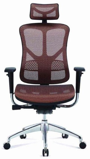 [HX-CM018] Mesh High Back Chair Orange Fabric Seat, Chrome Base HX-CM018
