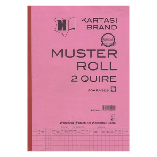 Muster Roll Book 2 Quire Economic A4